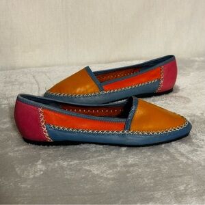 Vintage Leather Colorblock Women’s Loafers Size 6 Made in Brazil